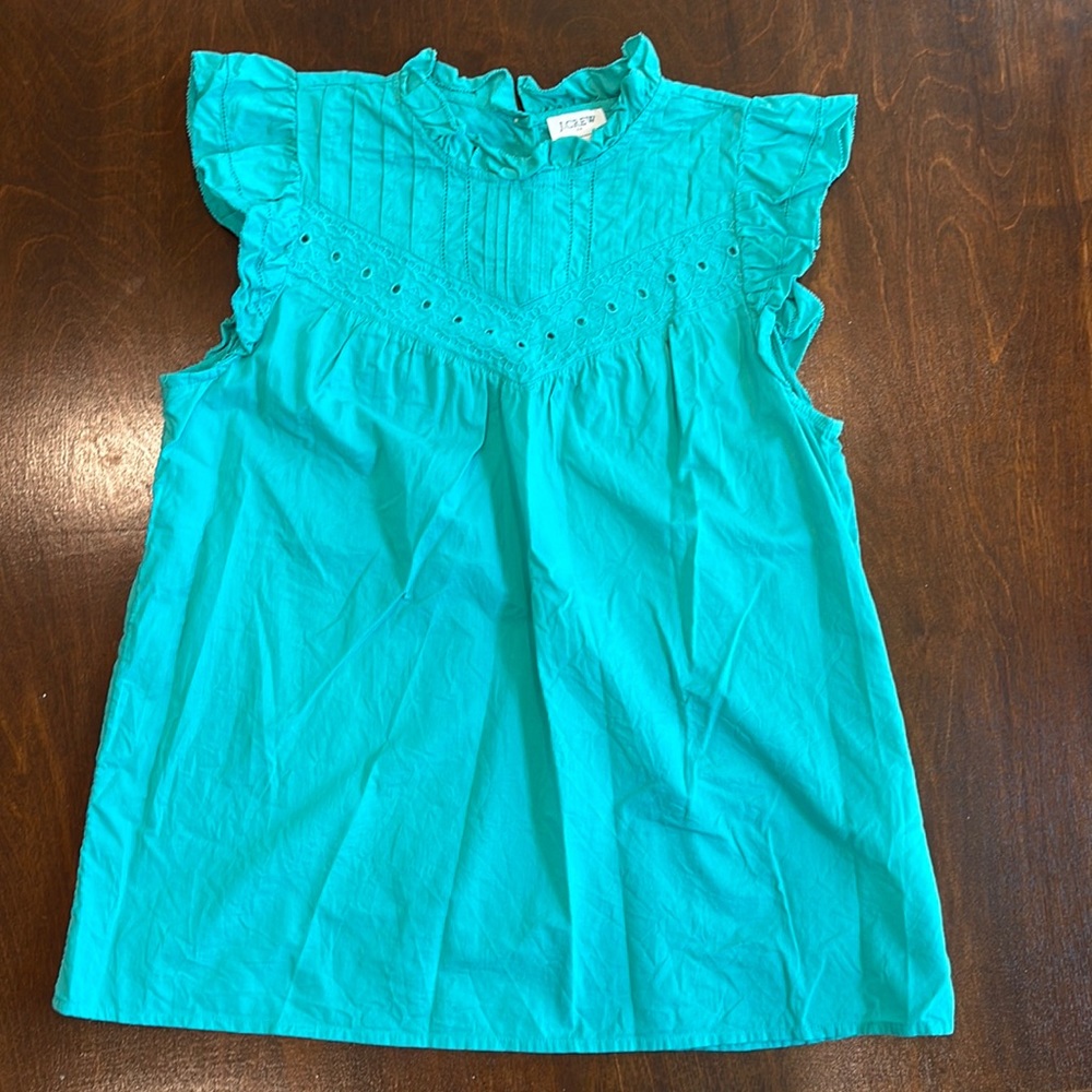 J. Crew Factory flutter sleeve turquoise sleeveless top